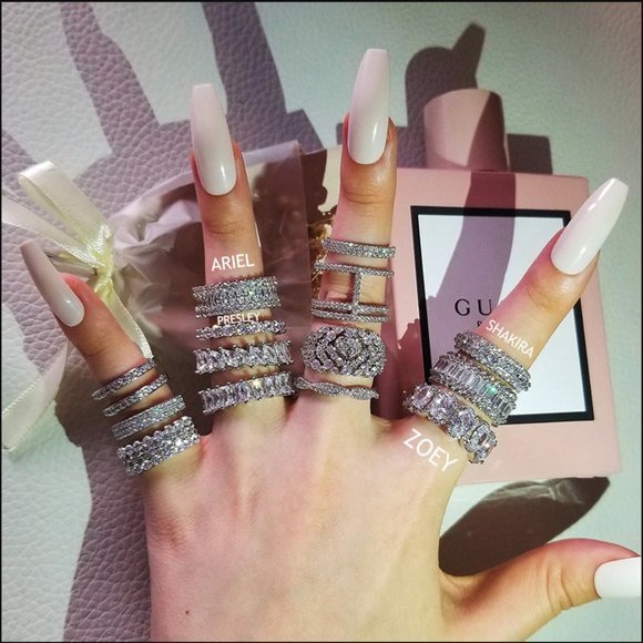 3 Rows Band Round Cut Eternity Wedding Band - Picture 14 of 15